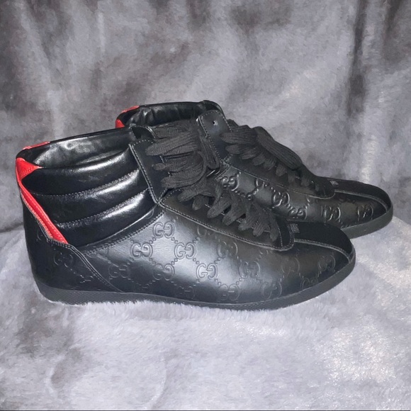 Gucci, black Leather G Sign, High Top Sneaker, Size 7 Men’s / 9.5 Women’s. - Picture 2 of 9